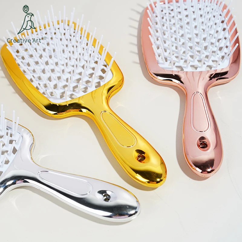 New Design Soft and Hard Customized Logo ABS Paddle Hollowing Out Vent Brush Hair Detangling Hair Brush