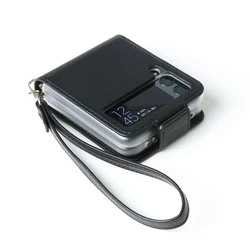 Leather Card Slot Phone Case for Samsung Z Flip 3 Hard PC Protective Cover For Galaxy Z Flip3 5G SM-F711B Ultra Slim Phone Case