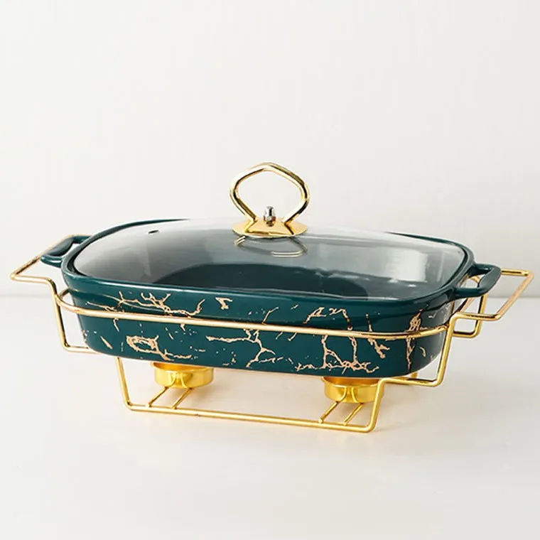 Marble Restaurant Heating Food Chafing Dish Buffet Set Soup Casserole Hot Pots Food Warmer Buffet Ceramic Chafing Dishes
