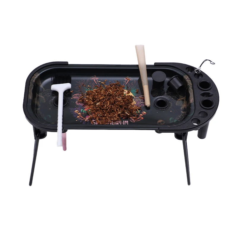 2024 Hot Herb Tobacco Smoke Serving Tin Tray Metal Rolling Tray Set  with Filling Function