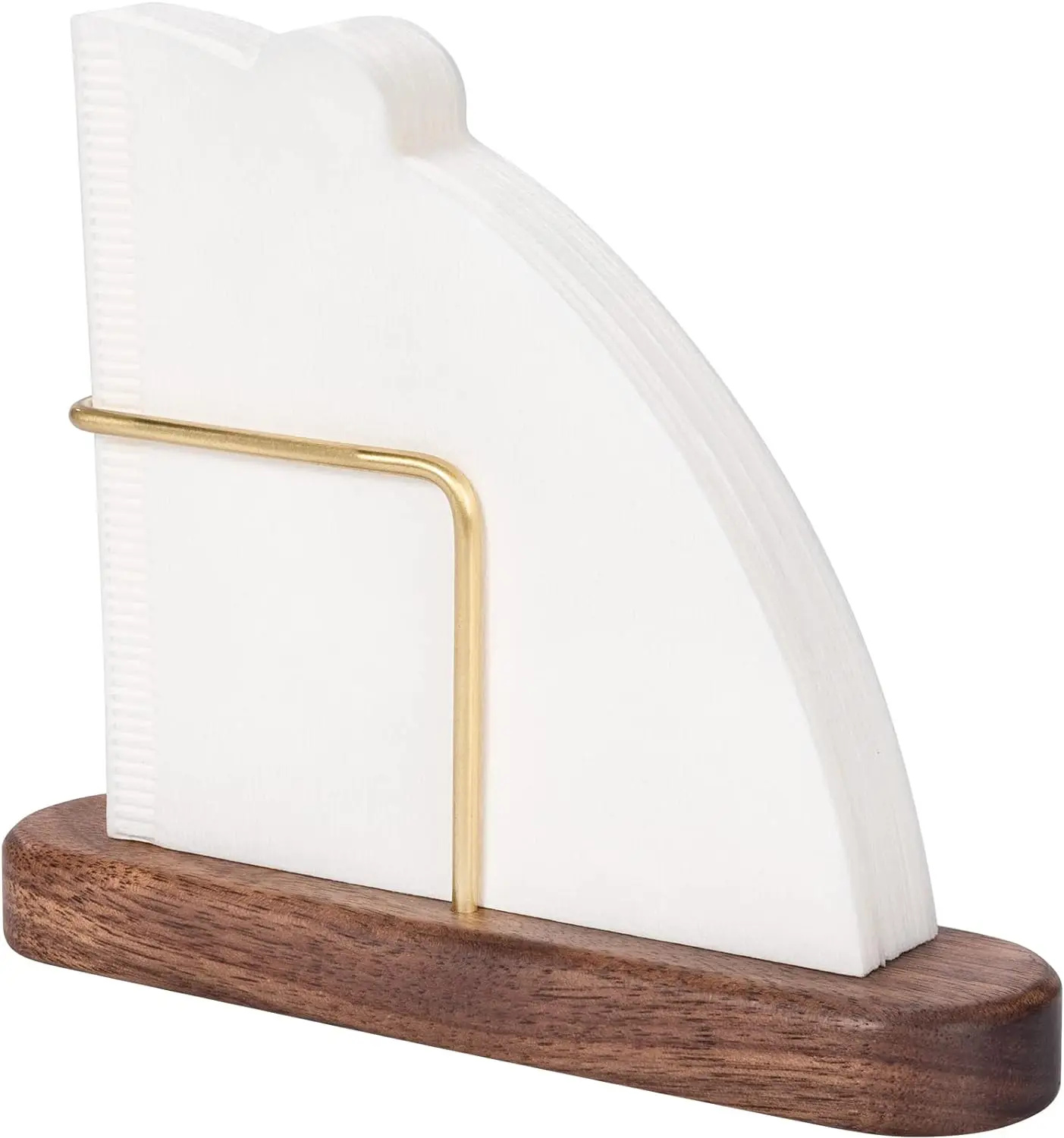 Cone Coffee Filter Holder Storage Coffee Filter Container Compatible for Coffee Bar/Home/Office With Walnut & Brass