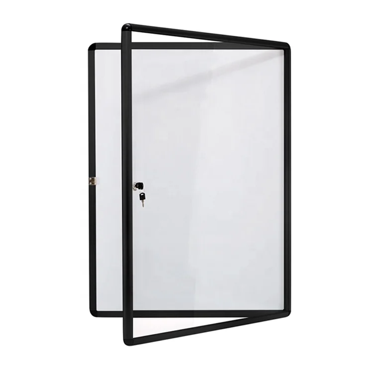 
Wall mount lockable notice board white writing board enclosed bulletin board with aluminium frame 