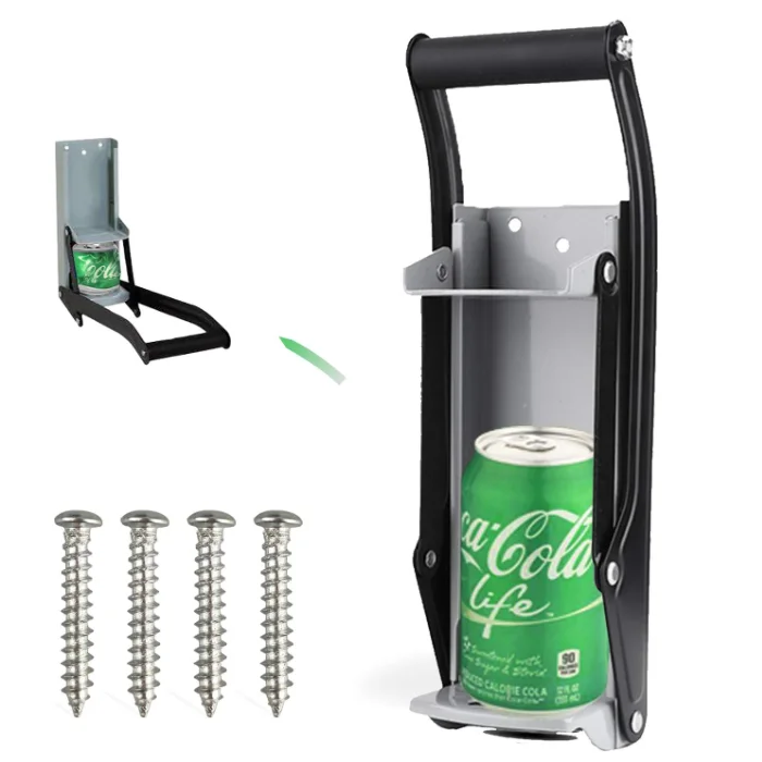 Household Recycling Tools Metal Soda Beer Smasher Heavy Duty Hand Push 16oz Wall Mounted Can Crusher