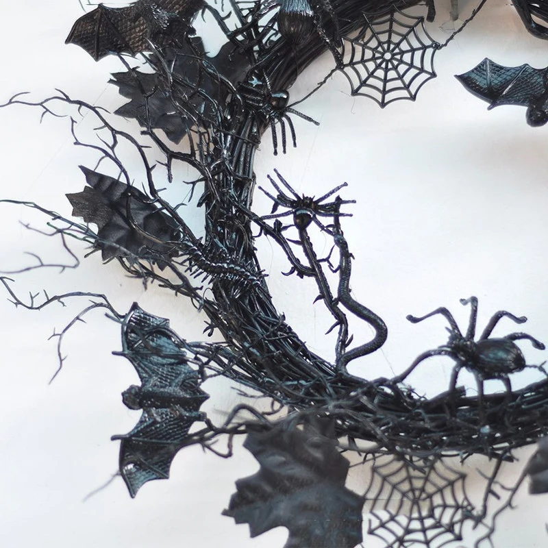 2022 new Halloween Christmas simulation garland Europe and the United States black simulation spider bat window door hanging gar