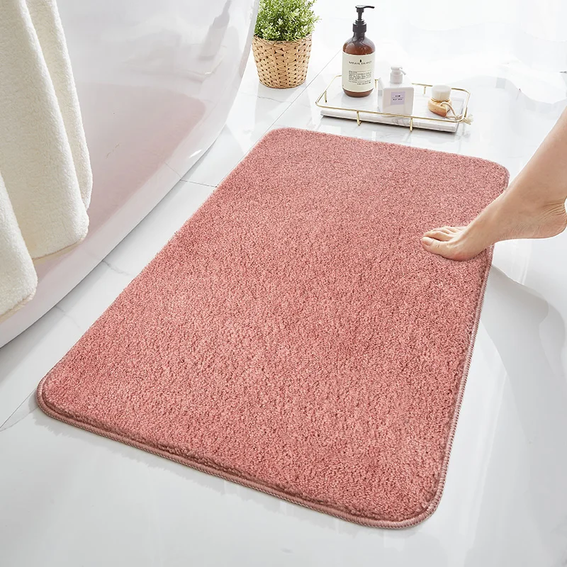 Plush Velvet Bathroom Mat Water Absorbing Soft Foot Mat Thick Memory Foam Bath Rug for Bathtub