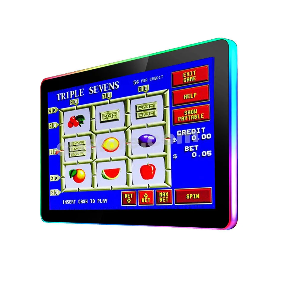 24inch Pot O Gold Game Monitor with LED light for POG WMS 3M ELO capacitive  touch screen  monitor RS232 VGA
