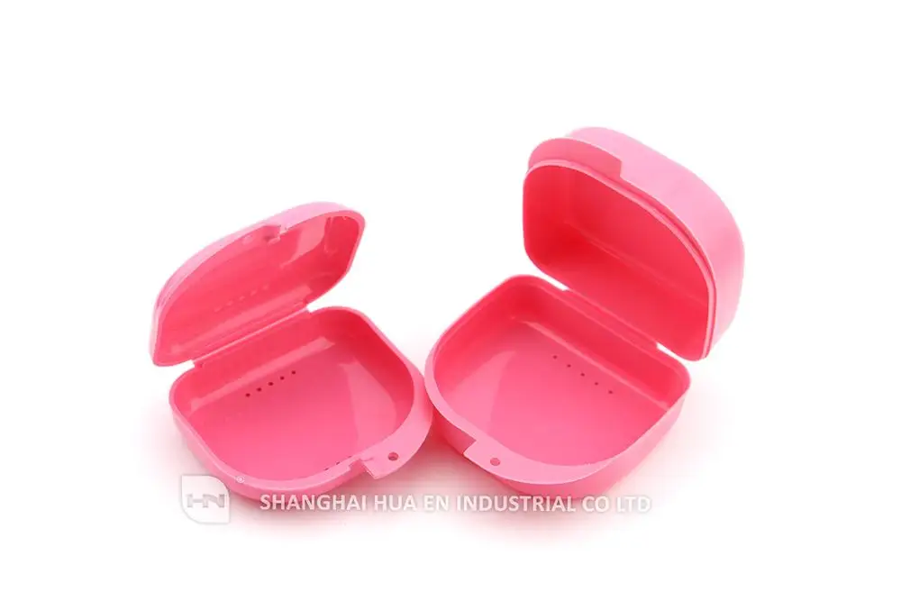 Разноцветный ортодонтический стоматологический фиксатор коробка для накладных зубов пластиковая зубных протезов с отверстиями