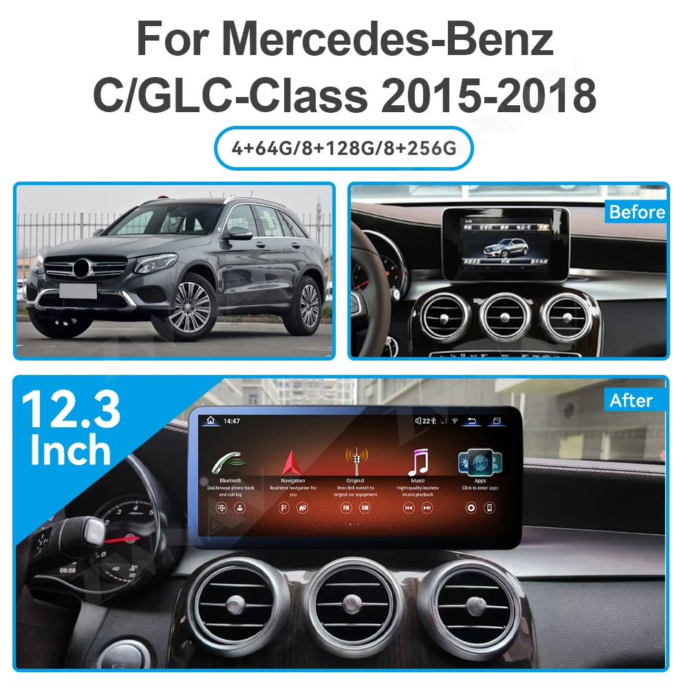 ZWNAV 12 3 дюймов Carplay для Mercedes-Benz C GLC 2015-2018 автомобильное радио GPS навигация мультимедийный видеоплеер стерео головное устройство
