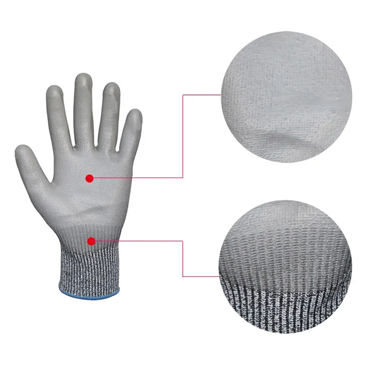 PU Coated Cut Safeguard Gloves Scrapes Resistant Cement Working Gloves Cut Prevention Wire Handling Gloves