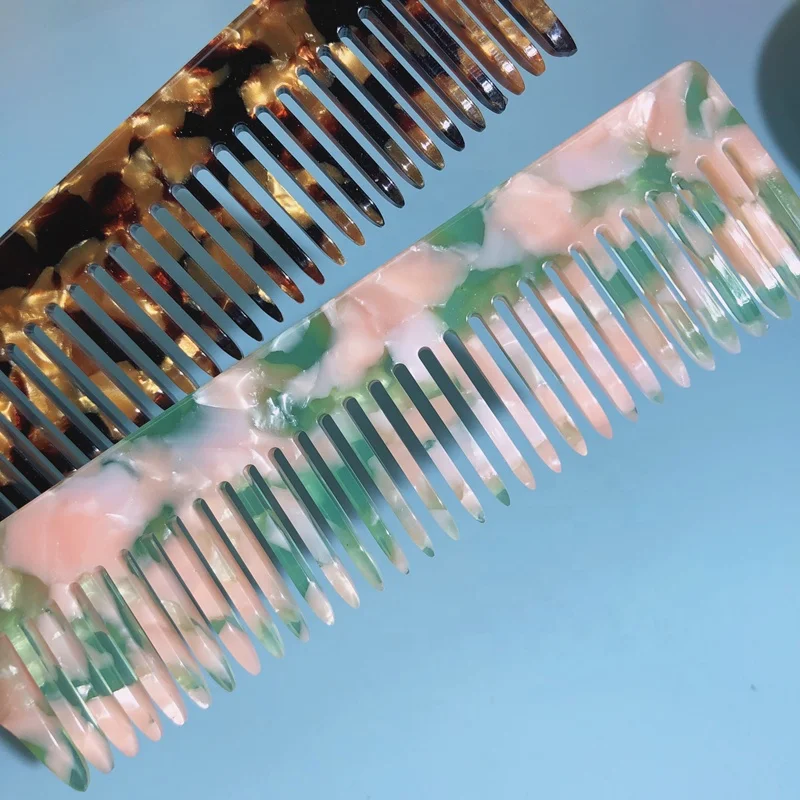 Wholesale High Quality Blonde Tortoise Shell Acetate Plastic  Hair Comb Brushes Hair Accessories Tools