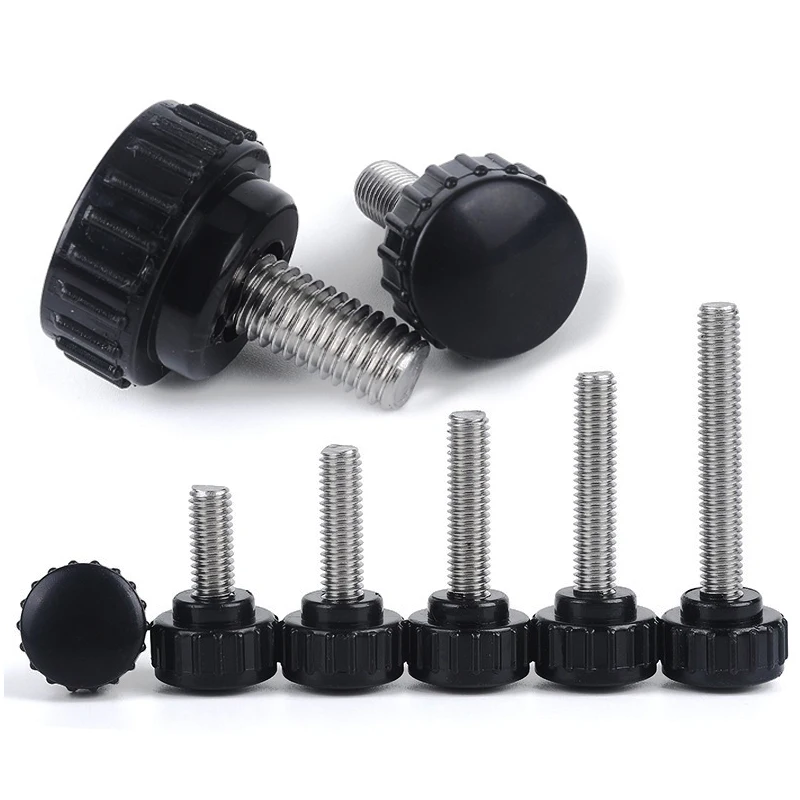 M6 Head Handle Screw Knurled Rubber Thumb 304 Stainless Steel Various Lengths 12mm 25mm 40mm 50mm Tightening Bolt Nuts Nuts Knob