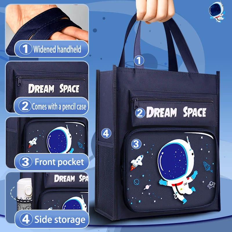 Multi functional student tutoring bag Large capacity file bag A4 zipper canvas portable stationery storage bag