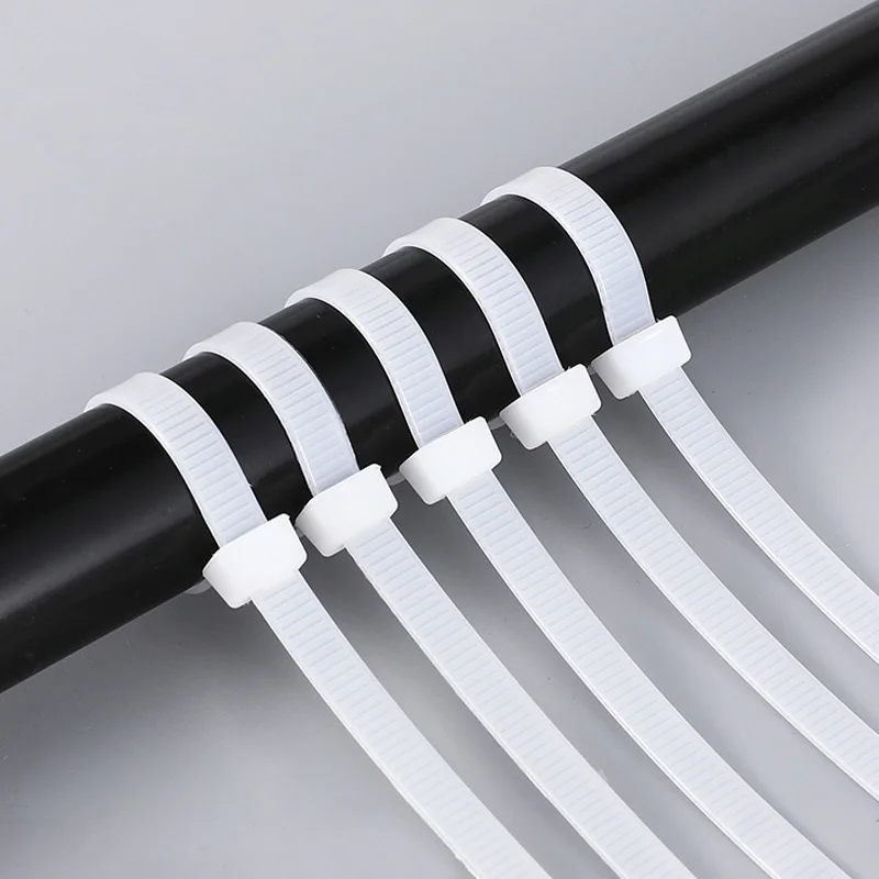 100 Pcs Pack Strong never break self-locking black nylon cable tie heavy duty plastic zip ties