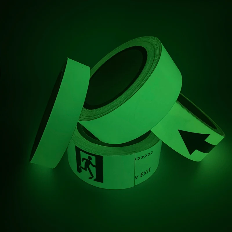 Photoluminescent luminous vinyl signage marker sticker tape small roll glow in the dark tape