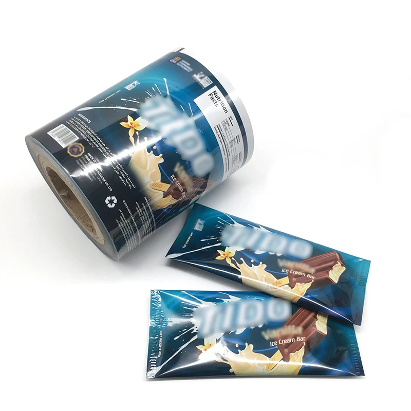 Custom Printed Cold Seal Foil Chocolate Ice Cream Bar Plastic Wraps Roll Film Pouch Packaging for Popsicles