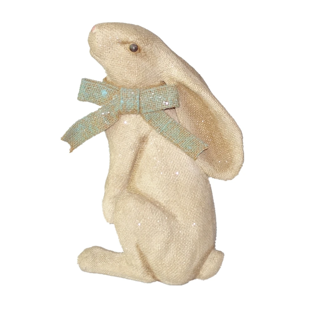 Tabletop Decoration Silver Resin Sitting Rabbit Figurine Decor Polyresin Rabbit Statue