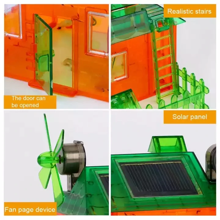 Wholesale Diy Science Stem Creation Solar Energy Concept House Building Block Toy with Light And Voice