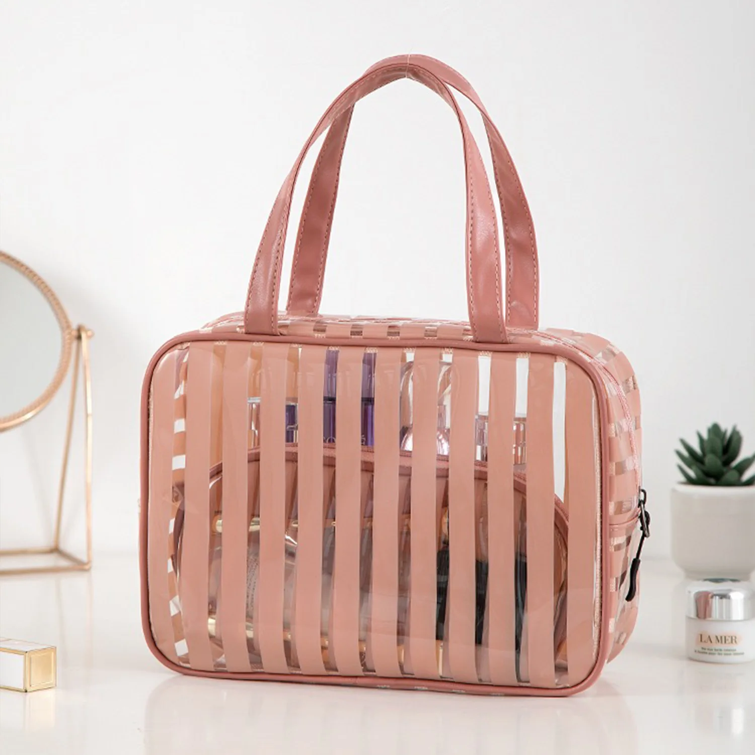 Transparent Portable Cosmetic Bag Simple Waterproof Fitness Toiletry HandBag Travel Portable Makeup Storage Bag