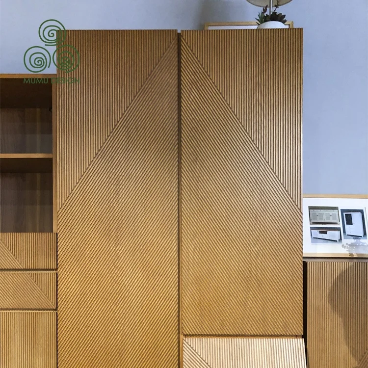 MUMU Design Customized Made Natural Cabinet 2-Door Mirror Solid Wood Wardrobe Swing Door