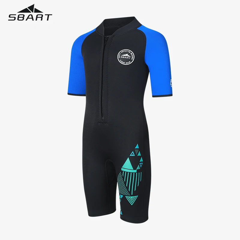 SBART Factory Supply Neoprene Swimming Surfing Kids Wetsuit One Piece Short Sleeve Wet Suit For Boys Girls