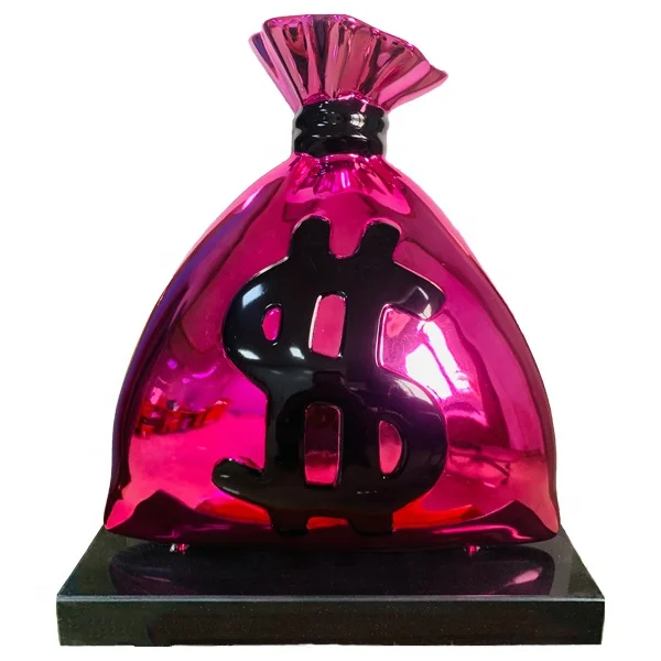 Hot-sale Creative Popular Resin Indoor Home Decor Sculpture Resin Dollar Money Bag Sculpture for Home Office Shop Hotel Decor