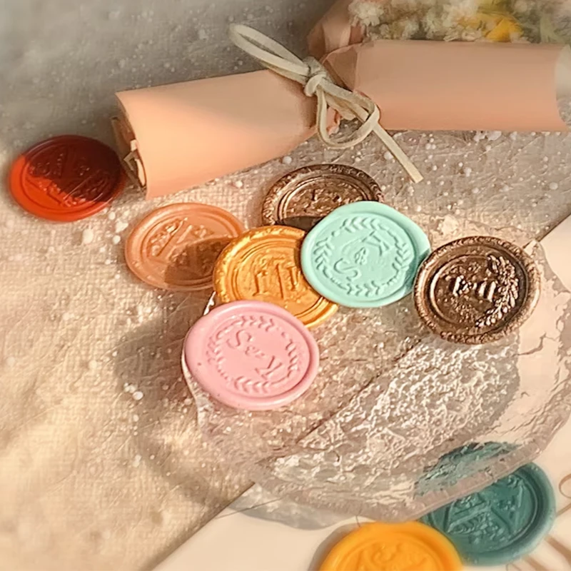 Custom design logo 3D wax stamp seals with adhesive backing