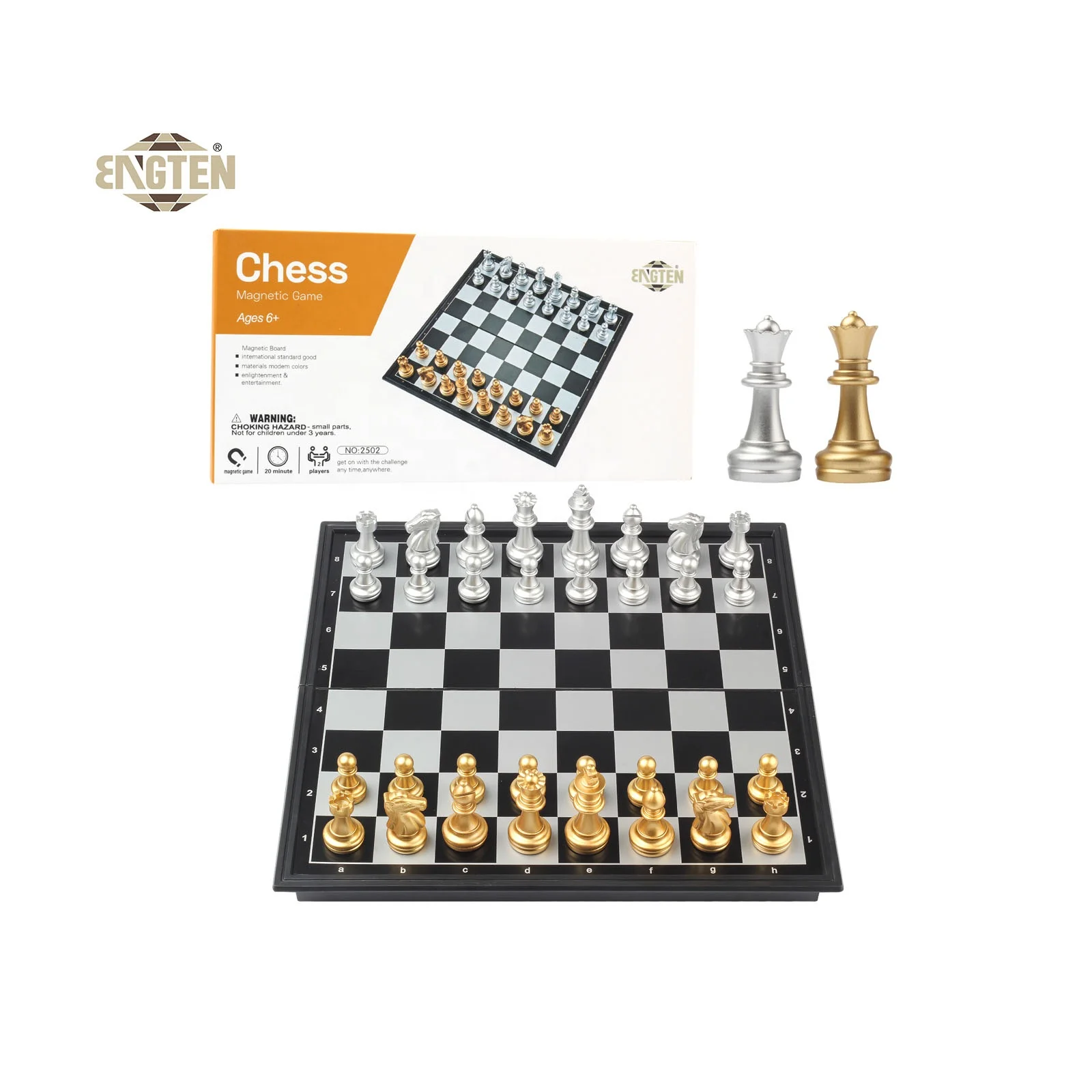 Chess Sets for Kids and Adults Collapsible Board Storage Base with Gold and Silver Pieces Chess Games
