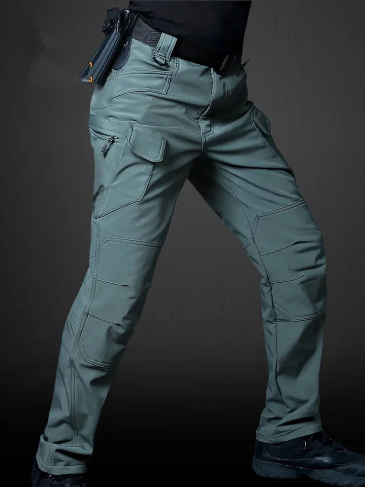 Winter  shark skin soft shell trousers men thick warm windproof waterproof fleece pants hiking pants tactical pants