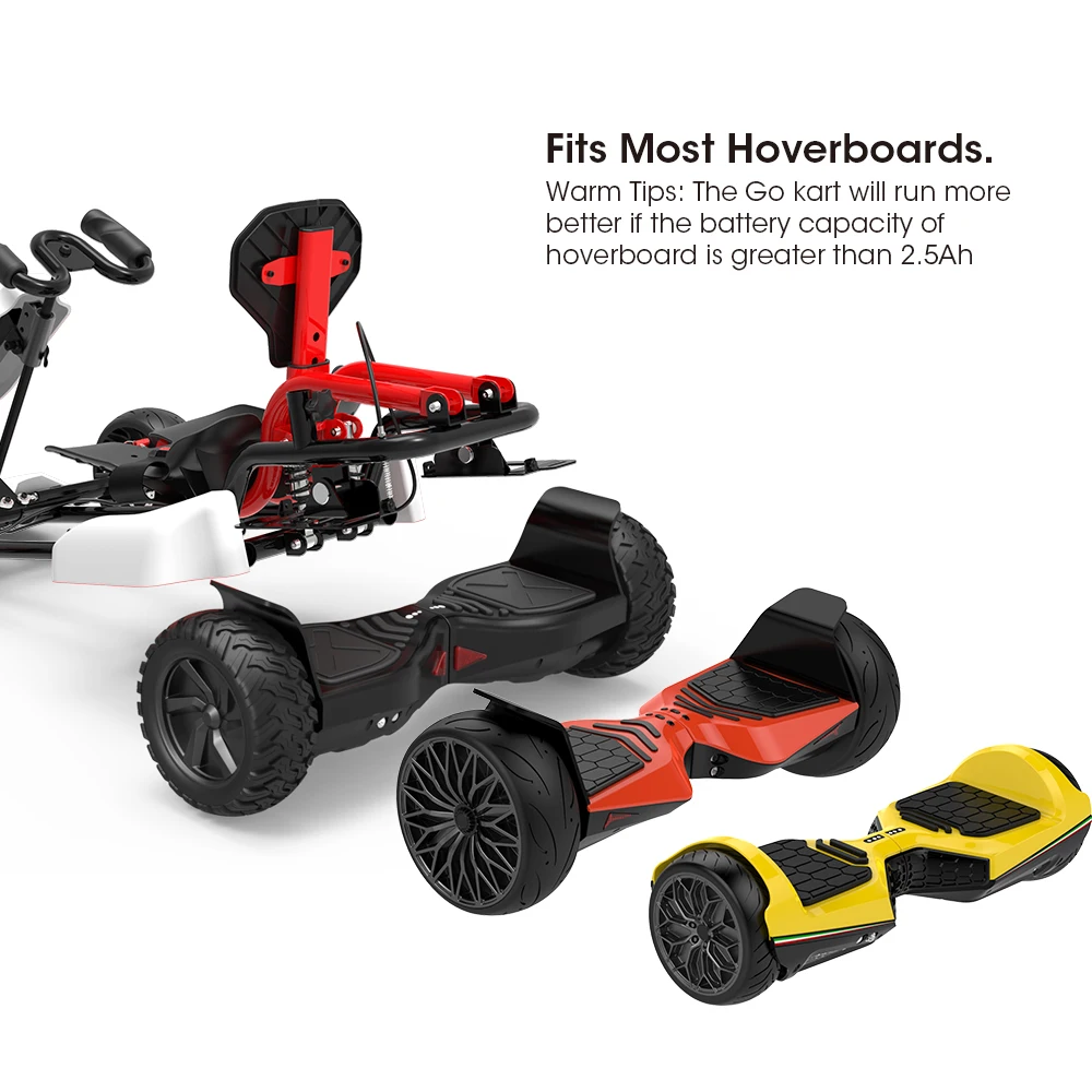 Hover board Pedal Go Kart Kit For Adults And Kids - Convert Hover board To Gokart - White - Ride on Car Toy - Europe Warehouse