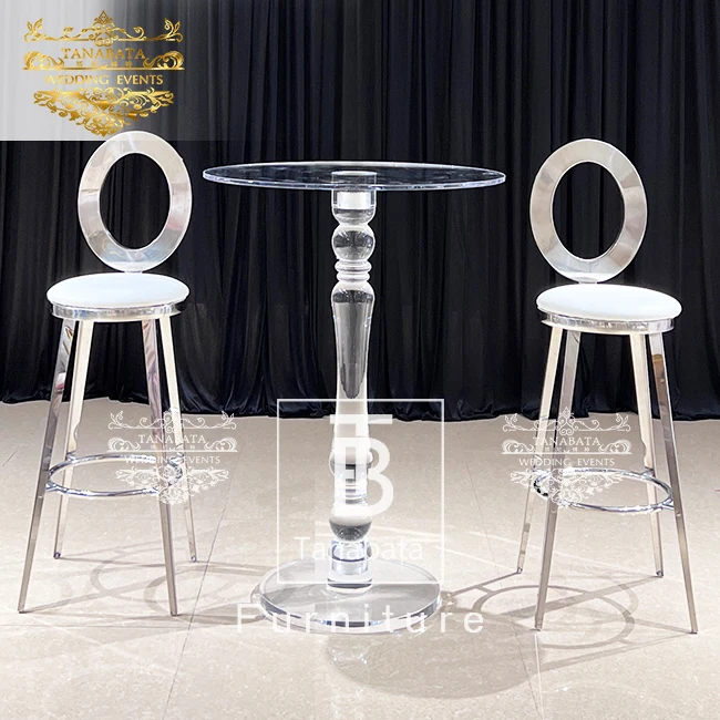 Transparent Round High Acrylic Bar Table Furniture For Wedding Party