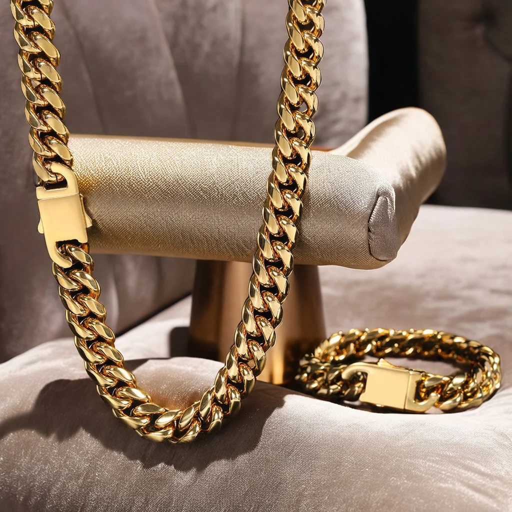 wholesale women hip hop jewelry miami cuban link necklace 316l stainless steel 8mm 10mm 12mm 14mm 18mm men 18k gold cuban chain