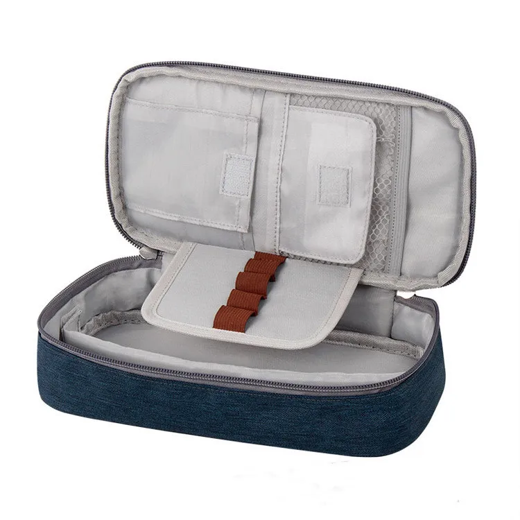 100% RPET material Convenient stationery bag with large capacity and double pen bag