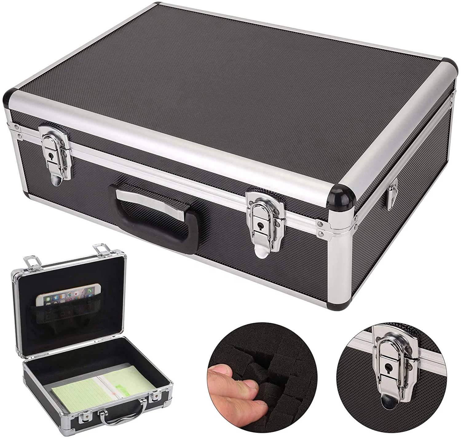 Customized Size Tool Suitcase Small Hard Aluminum Carry Case with Foam