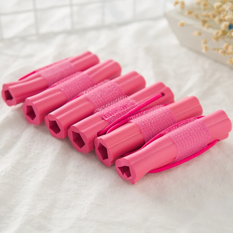 Hot Selling 6pcs Soft Sponge Hair Curler Styling Hair Curlers Sets Magic DIY Tool Pink Color Curling Tools Hair Roller