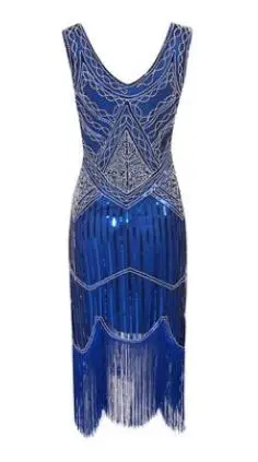 Plus Size 1920s Vintage Fringed Gatsby Sequin Beaded Tassels Hem Flapper Dress for Women