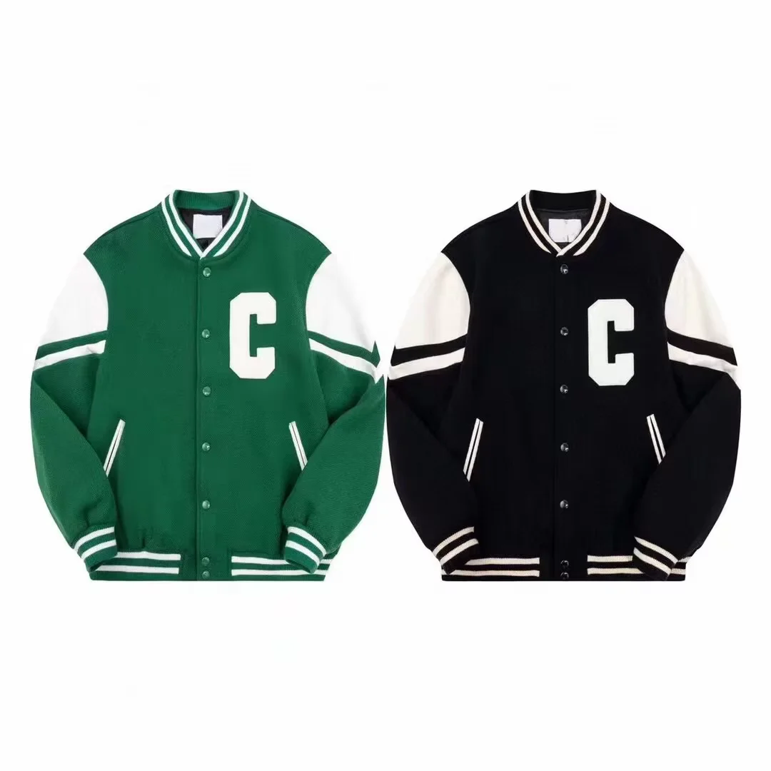 Custom Logo Autumn Classic Print Genuine Goat Wool men Baseball Varsity Jacket with Sheepskin Stitching
