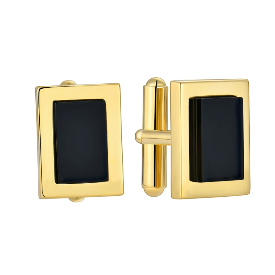 YL 925 стерлингового серебра Запонки 18K позолоченные деловые мужские ювелирные украшения для свадьбы унисекс индивидуальные запонки из оникса подарка