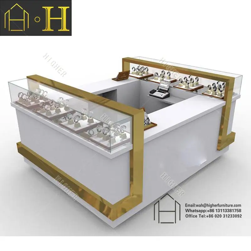 Modern Jewelry Showcase Design with LED Lights Retail Jewelry Showcase Kiosk