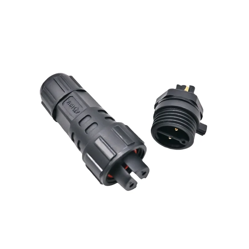 AOHUA Manufacturing PCB Board Welding Wire Plug  M16 2PIN IP68 Led lighting Power Cable Joint Rear Male Panel Mount
