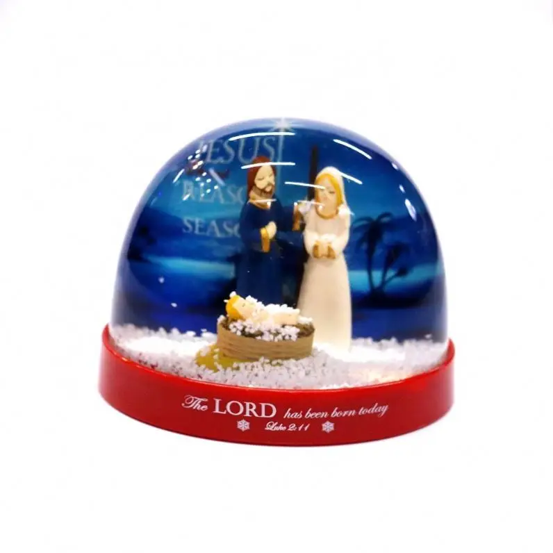 Oval Shape Custom Christmas Snowball Ornaments Animal Decoration Snowball Transparent Water Ball Snow Dome Globe