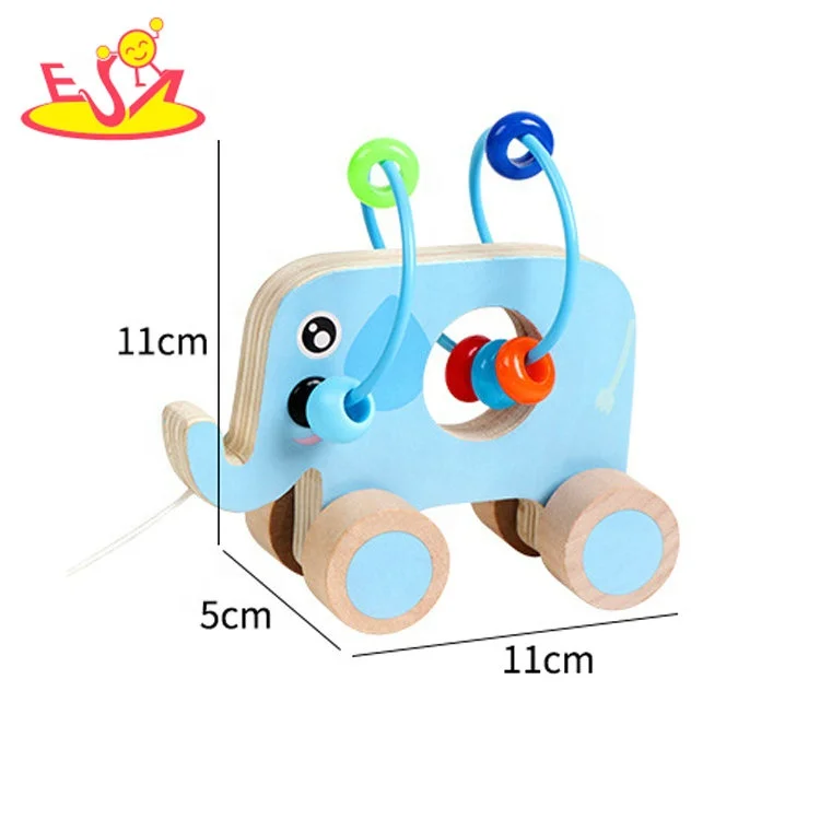 2023 New arrival elephant shape wooden toys bead maze for children W11B243
