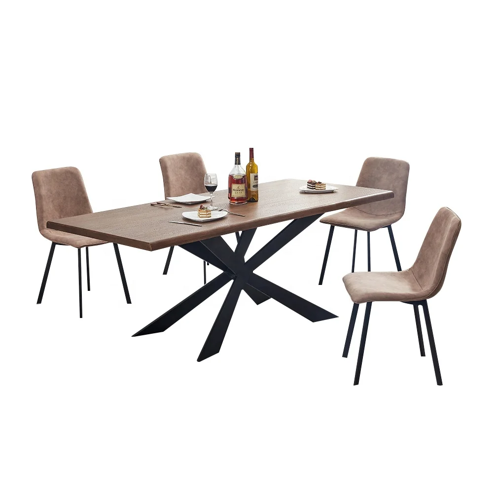 
Modern Luxury Only 6 Seater Expandable Metal Legs Low Height Dining Table Set 