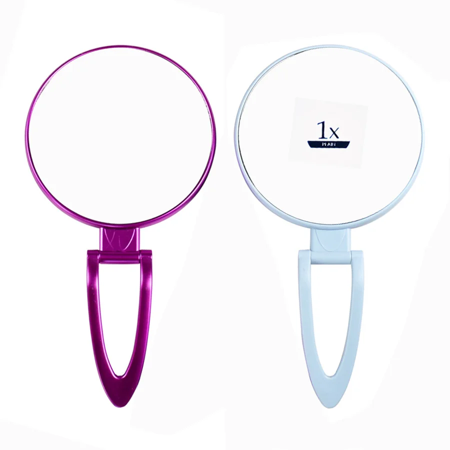 private label frame enlarged folding double-sided  Cosmetic Hand Held Makeup Mirror With Handle