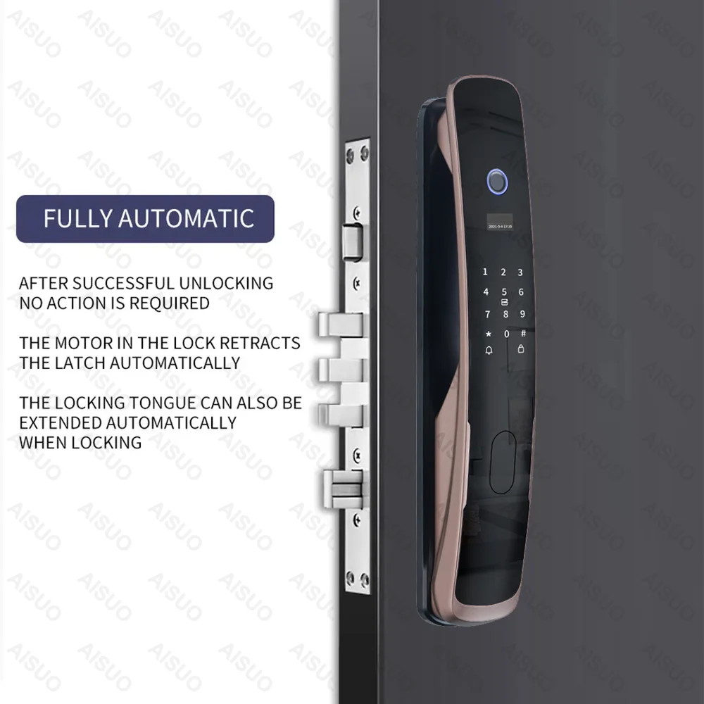 AISUO  Popular Design  Double Sided Fingerprint Pocket Mortise Union Digital Cerradura Inteligente Smart Door Lock