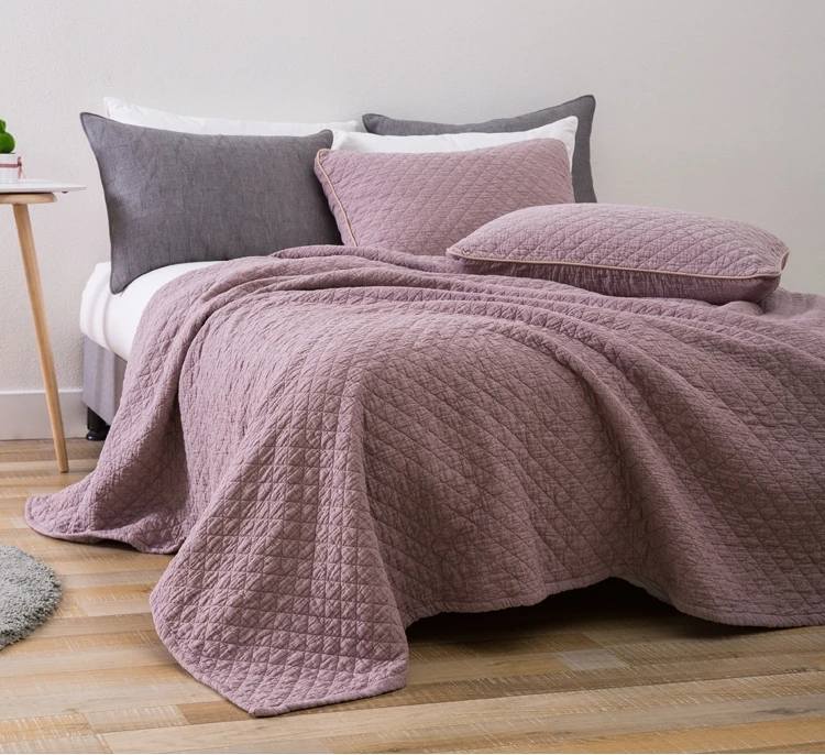 stone washed Quilt set Microfiber Oversize Bed Comforter Edredones Bedding Sets Soft OEM Customized Ribbon Gsm Technics Warm