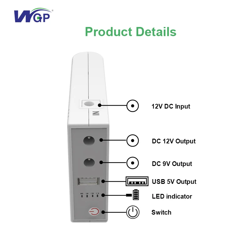 WGP mini ups для Wi-Fi маршрутизатора UPS IP CCTV камера 10400 мАч батарея модемы Резервное копирование мобильного телефона USB DC Mini Wifi