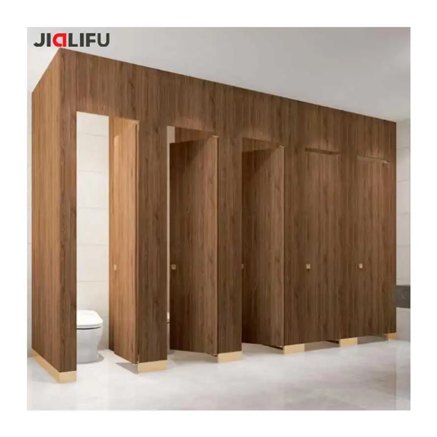 Jialifu Wood Grain Waterproof Powder Coated Steel Board Toilet Cubicle