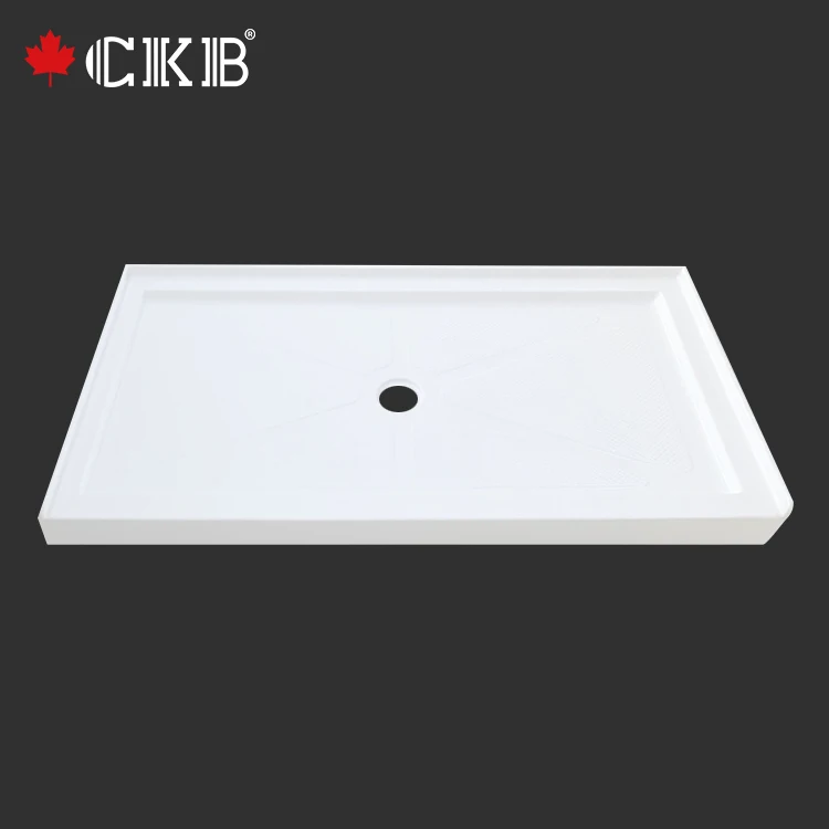 CKB OEM ODM 5 Years Warranty Double Threshold Flat Surface Rectangle ABS White Bathroom Shower Tray