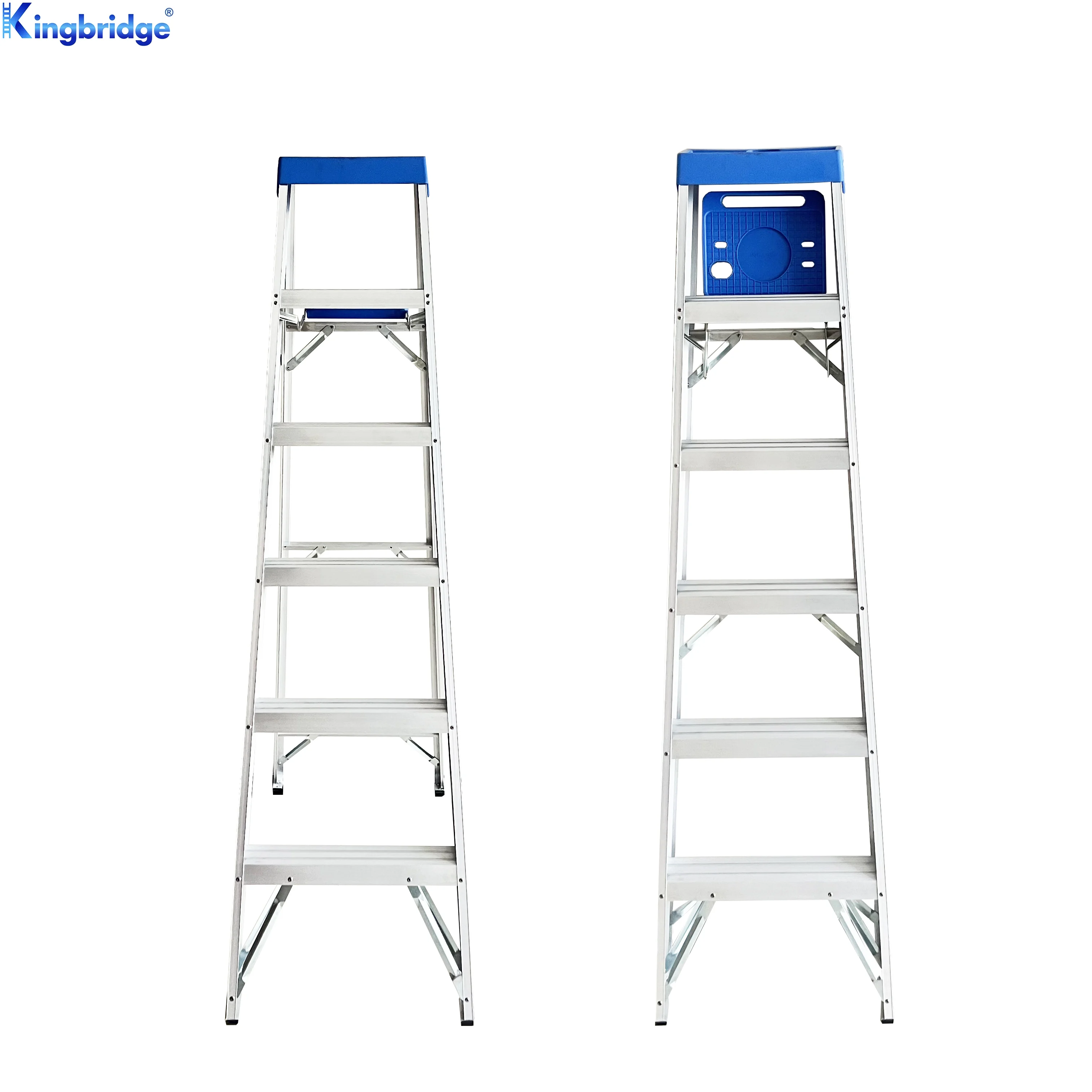 Aluminum High Strength Thicken Profile Scissor A type Step Ladder With 2 Tool Tray Household Portable Light Weight