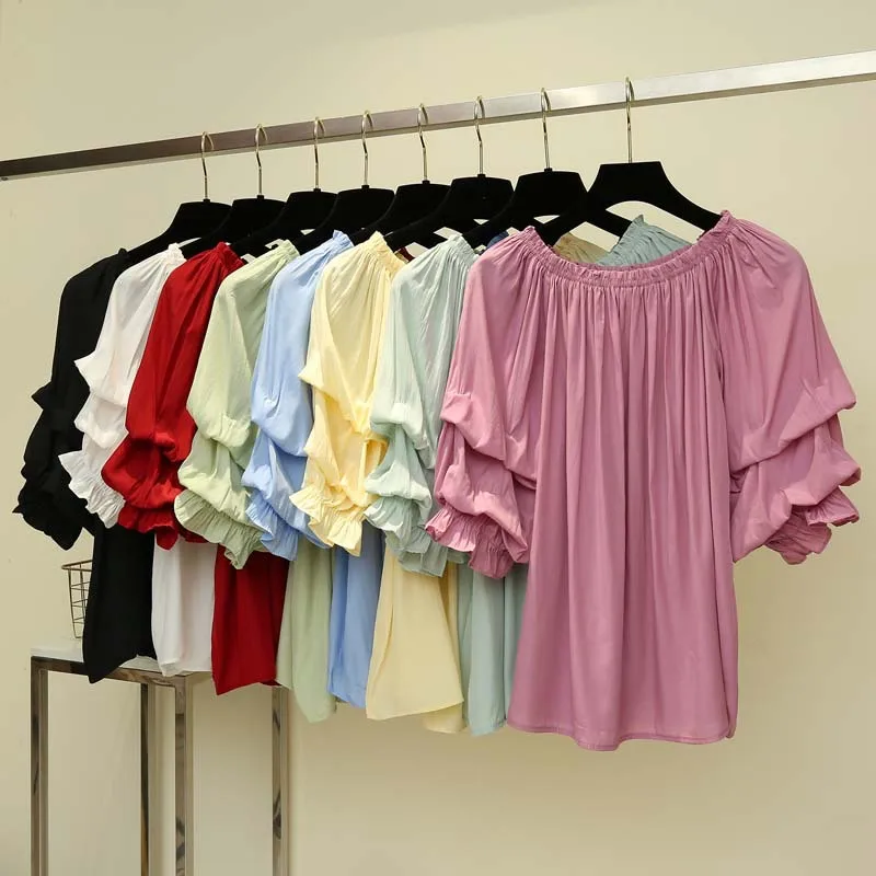 Or12102h летняя Корейская пушистая женская маленькая блузка с коротким рукавом в иностранном стиле